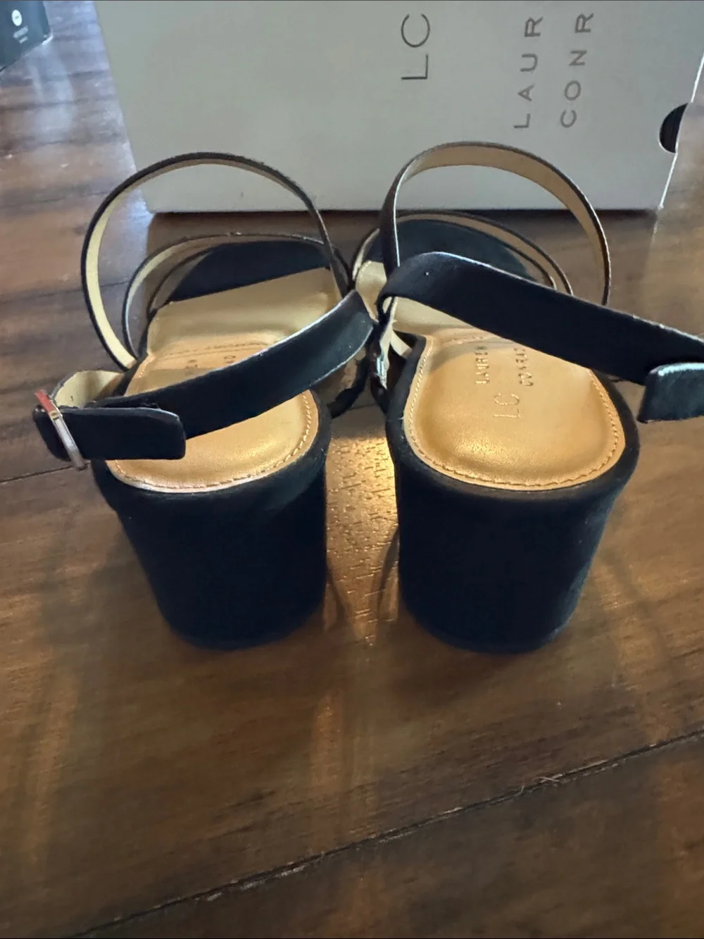 LC Lauren Conrad Emeliah Black Strappy Square-Toe Slingback Sandals New
